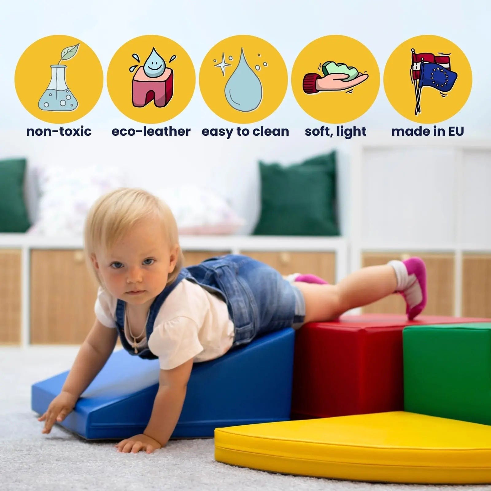 Soft Play 6 Foam Block Set - White Explorer